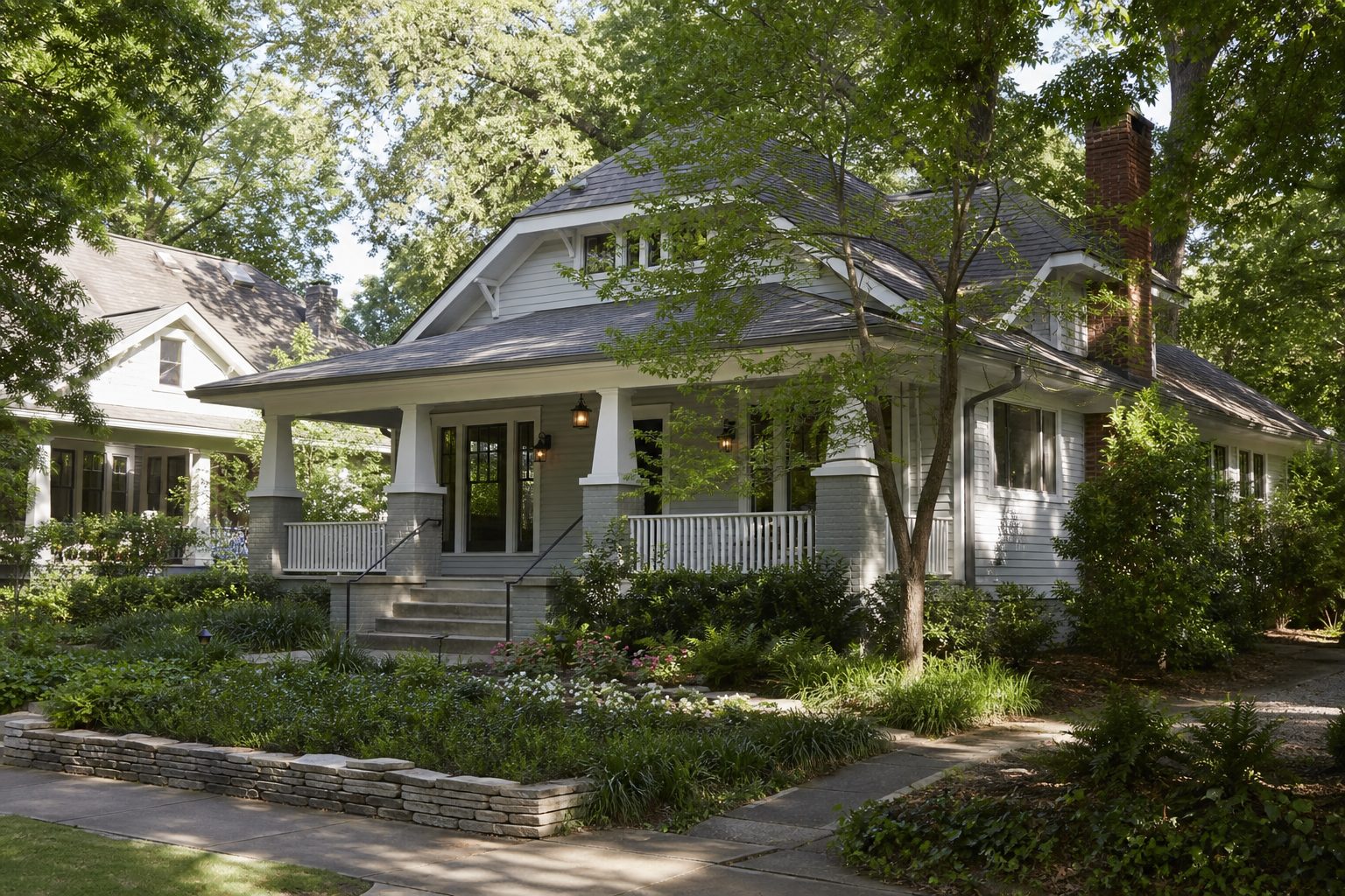 Concept image of a bungalow home on a leafy street in Decatur, Georgia